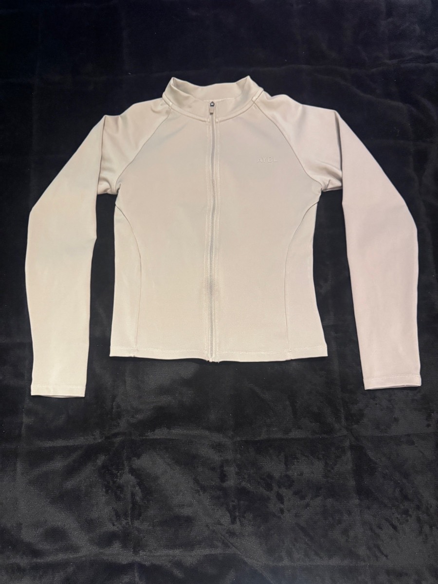 AYBL Zip Up Sports Jacket Grey Size S Cropped Gym Fitness Training Top