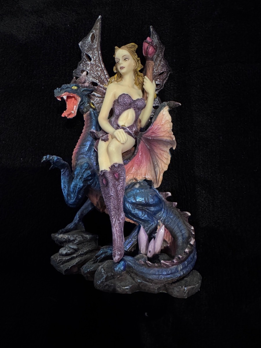 Vintage Nemesis Now Fairy Dragon Figurine Purple Blue Fantasy Ornament Collectible