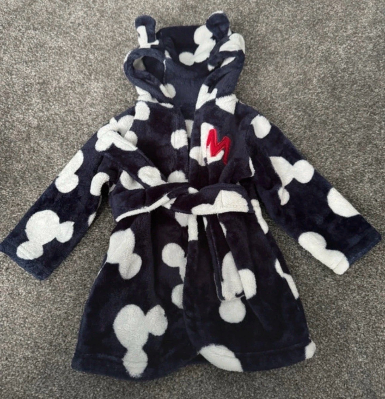 Disney Baby Mickey Mouse Navy Dressing Gown 6–9 Months Hooded Fleece