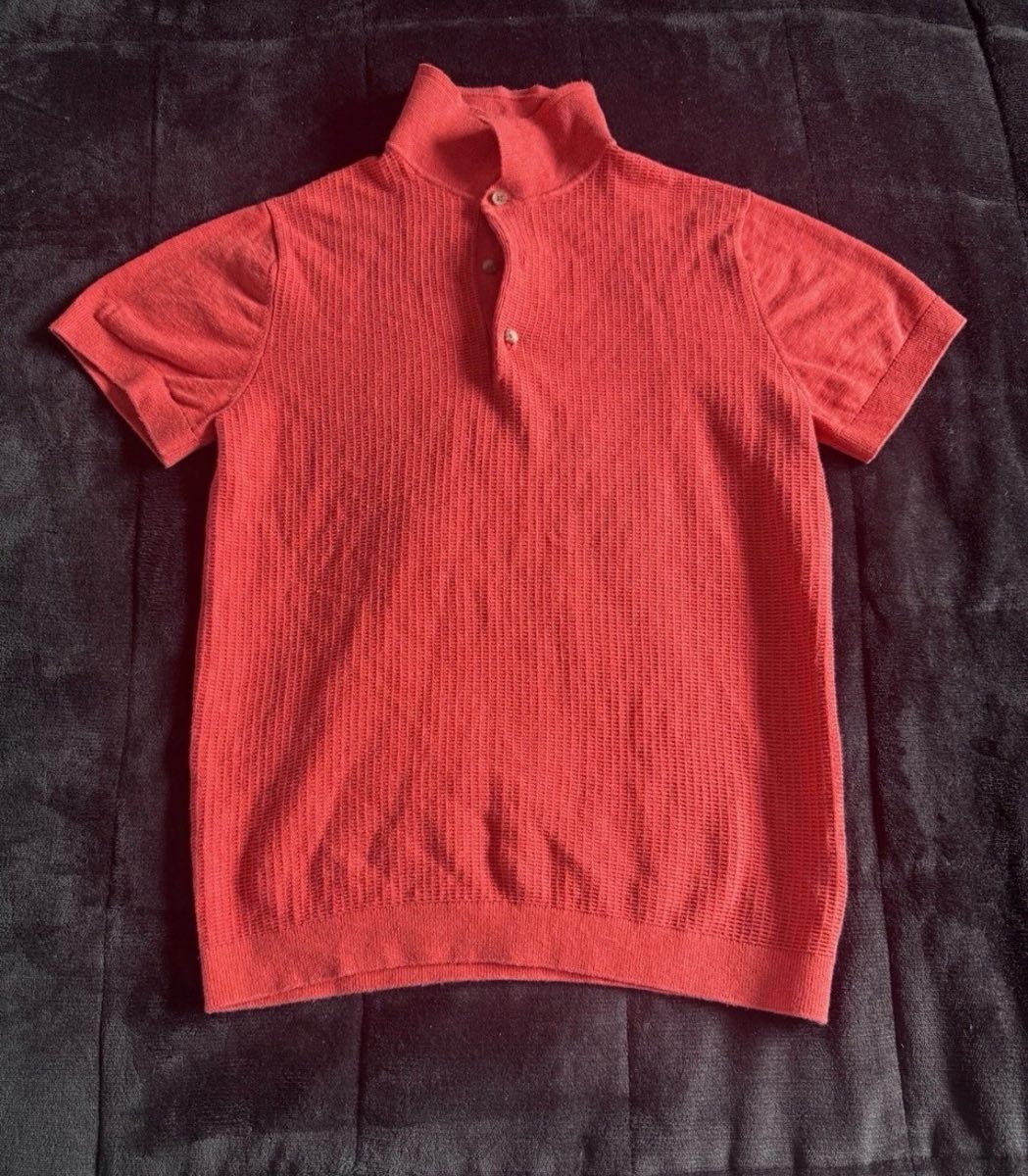 Next 82 Polo Knit Top Coral Orange Age 12 Years Short Sleeve 100% Cotton