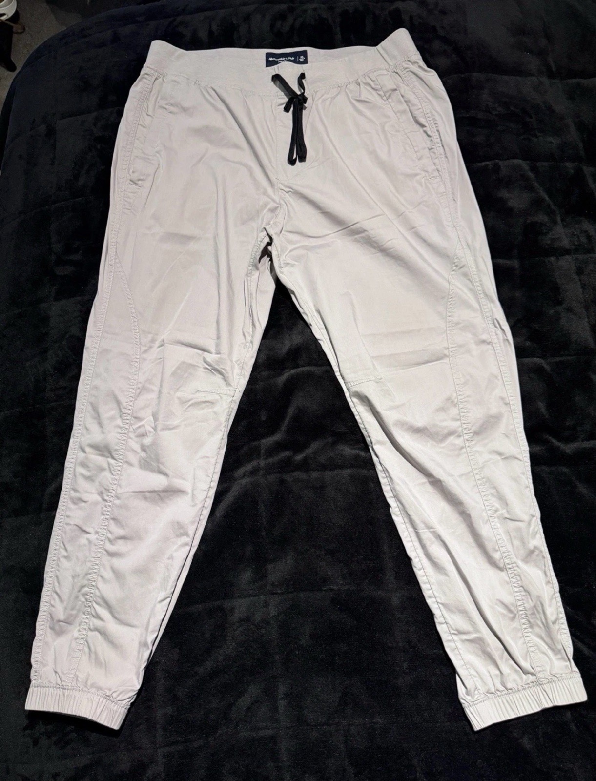 Abercrombie & Fitch Stretch Jogger Trousers Stone Grey XL Cuffed Casual