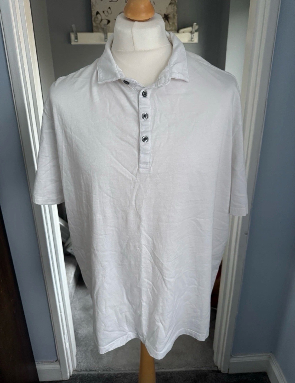 Tu Mens Polo Shirt White XXL 48-50 Chest Pure Cotton Short Sleeve Summer