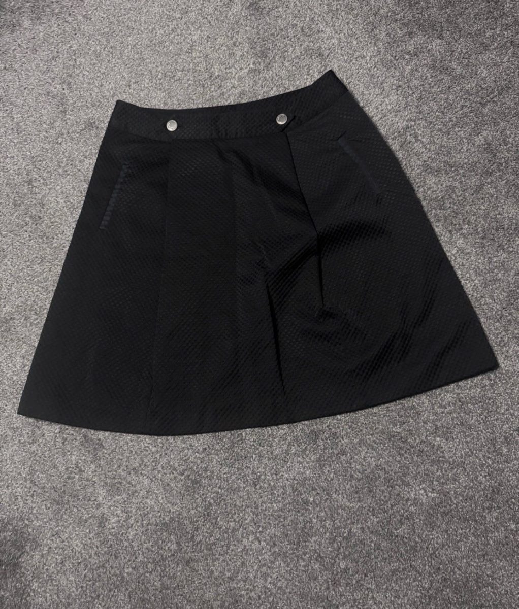 Ted Baker Mini Skirt Black Size 3 (UK 12) Textured A-Line Designer