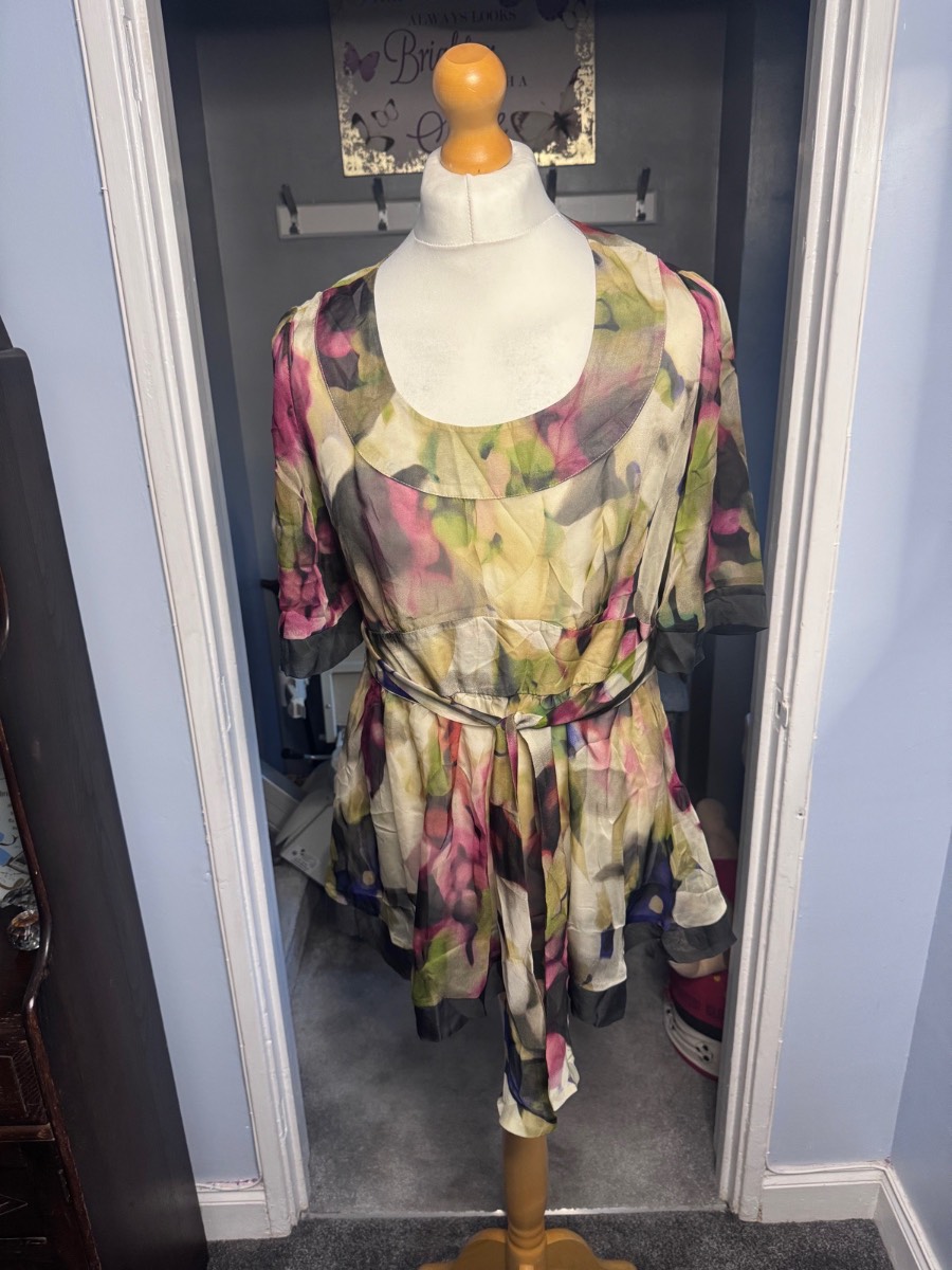 M&S Per Una Sheer Floral Cover Up Multicolour UK 16 Summer Holiday