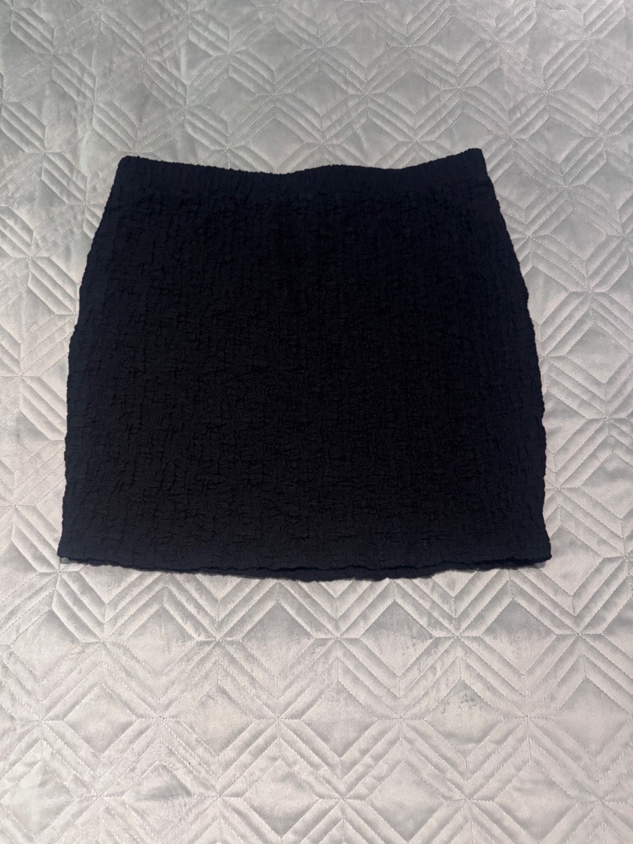 M&S Mini Skirt Black UK 10 BNWT Textured Crinkle Stretch