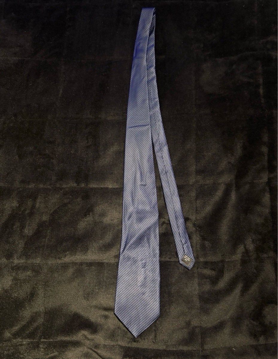 MOSS 100% Silk Blue Tie One Size Diagonal Stripe Business Wedding Formal Smart