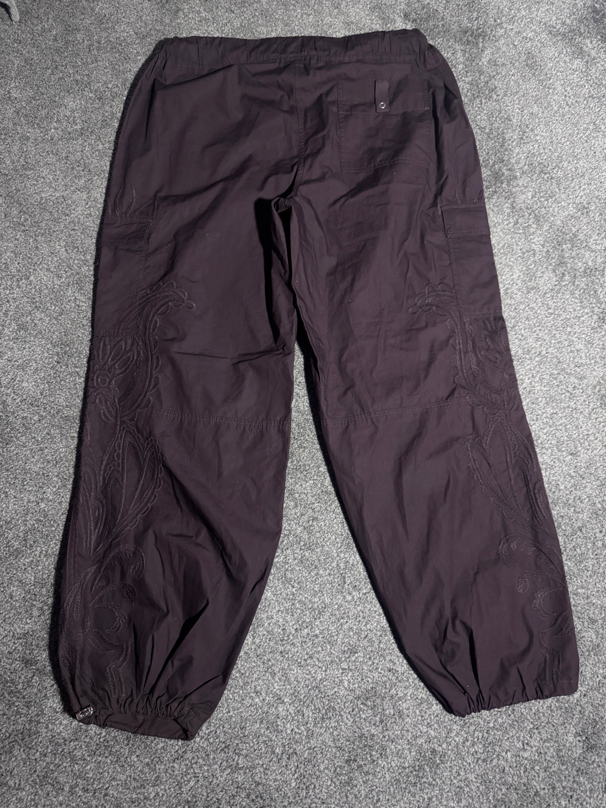 Next Y2K Cargo Trousers Dark Brown M Long Embroidered Parachute Utility