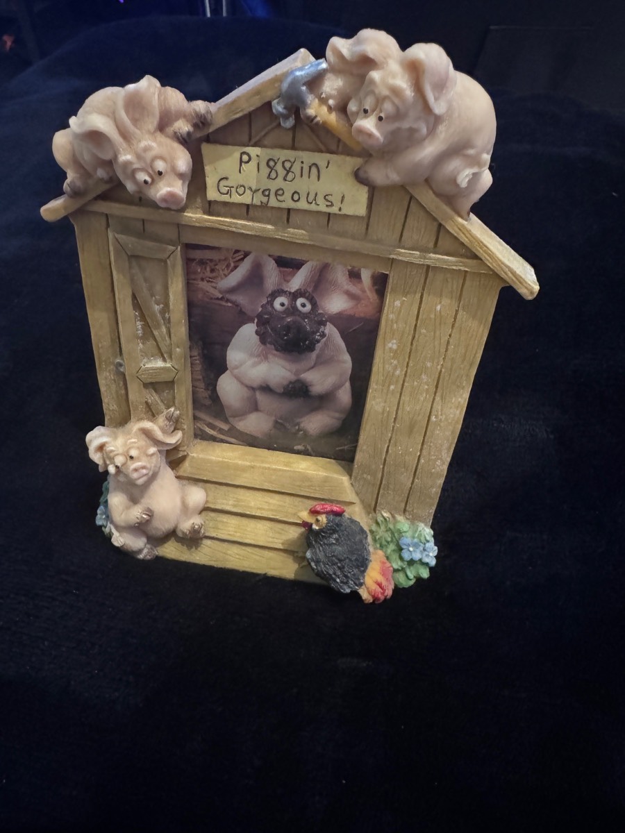 Vintage Piggin’ Gorgeous Photo Frame Farmyard Pig Resin Picture Frame 1997