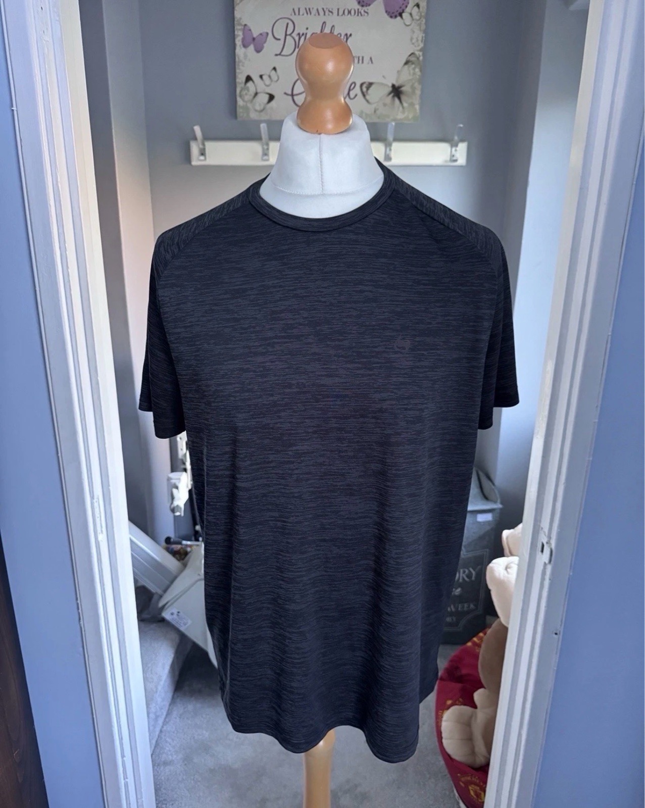 Souluxe Active T-Shirt, Black Marl, Size L, Sports Gym Running Top