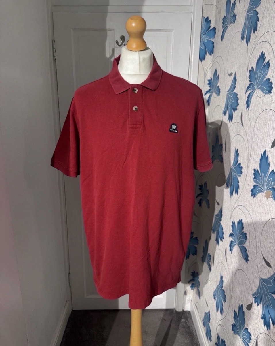 TOG24 Polo Shirt Red 2XL Men’s 100% Cotton Summer Casual Golf Top