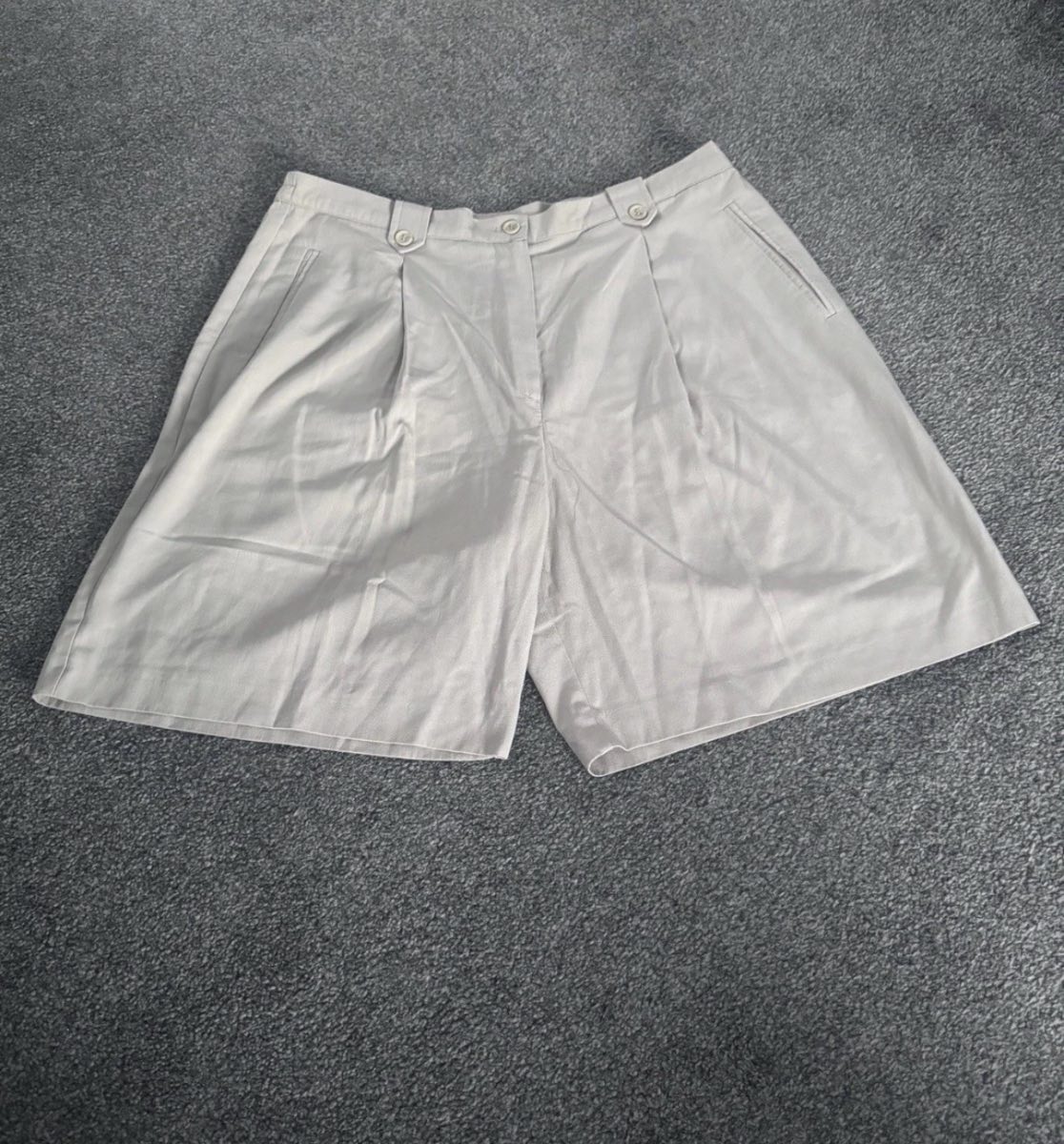Bhs Tailored Shorts Beige UK 16 High Waisted Smart Summer