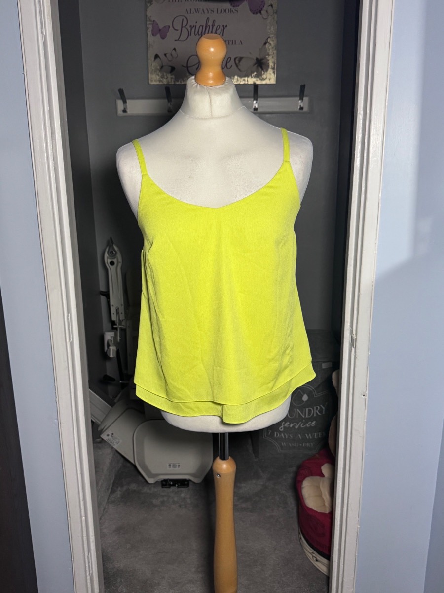 Roman Cami Top Neon Yellow UK 10 Adjustable Strappy Sleeveless Summer Vest