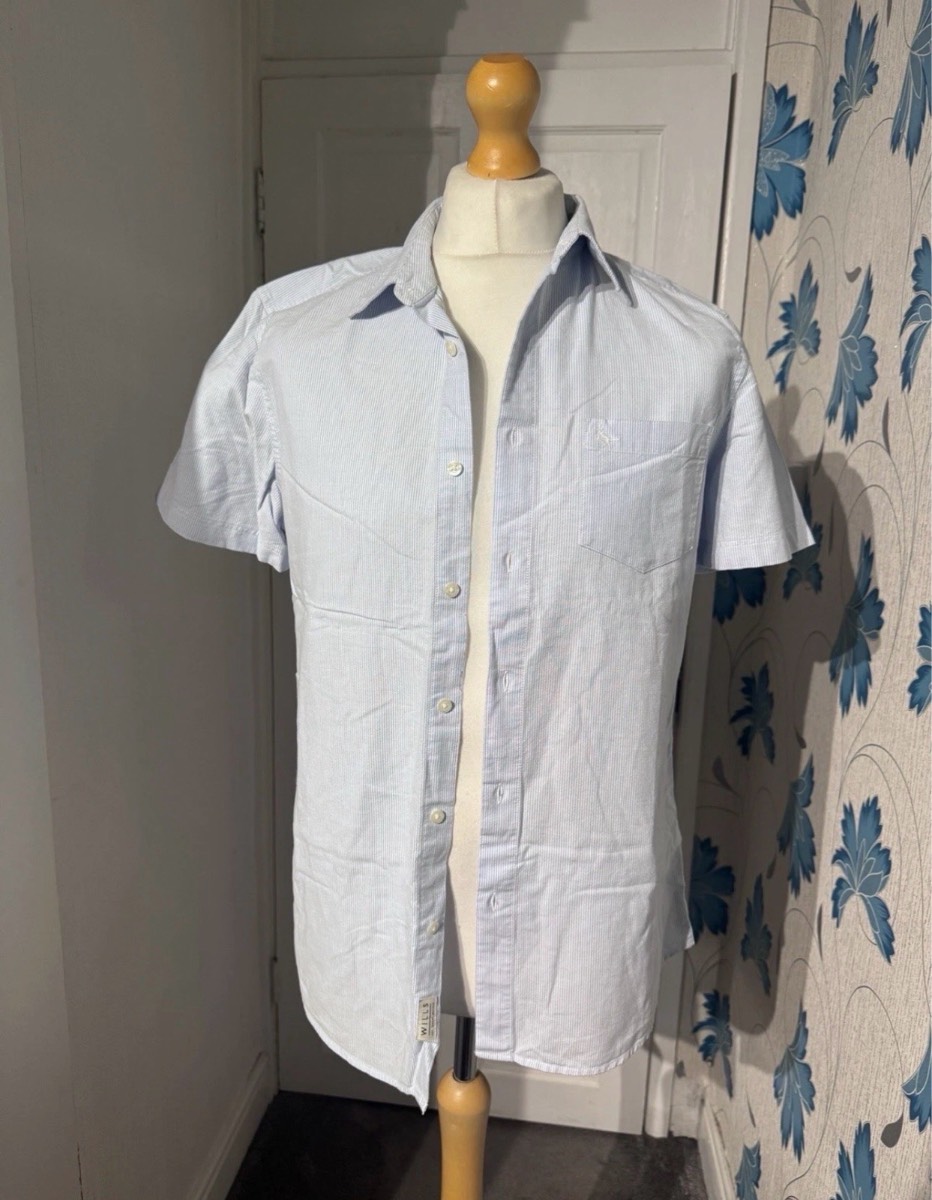 Jack Wills Short Sleeve Oxford Shirt Light Blue Medium (M) Summer 100% Cotton
