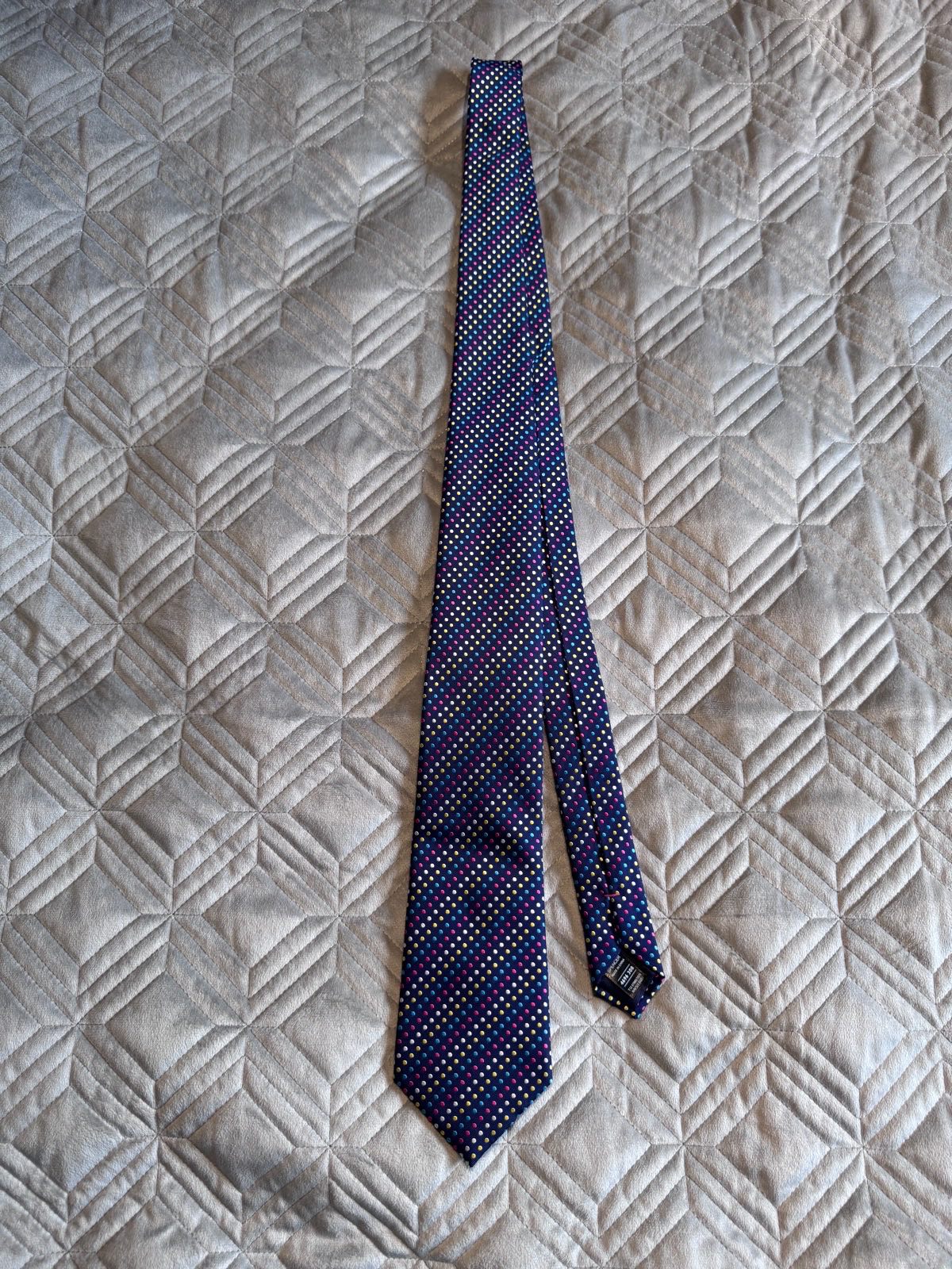 Marks & Spencer Men’s Silk Tie, Navy Multicolour Polka Dot, One Size