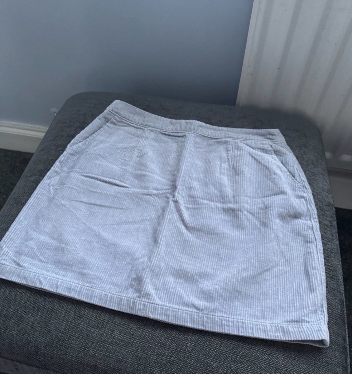 New Look Mini Skirt Light Blue Corduroy UK 8 100% Cotton Summer Casual