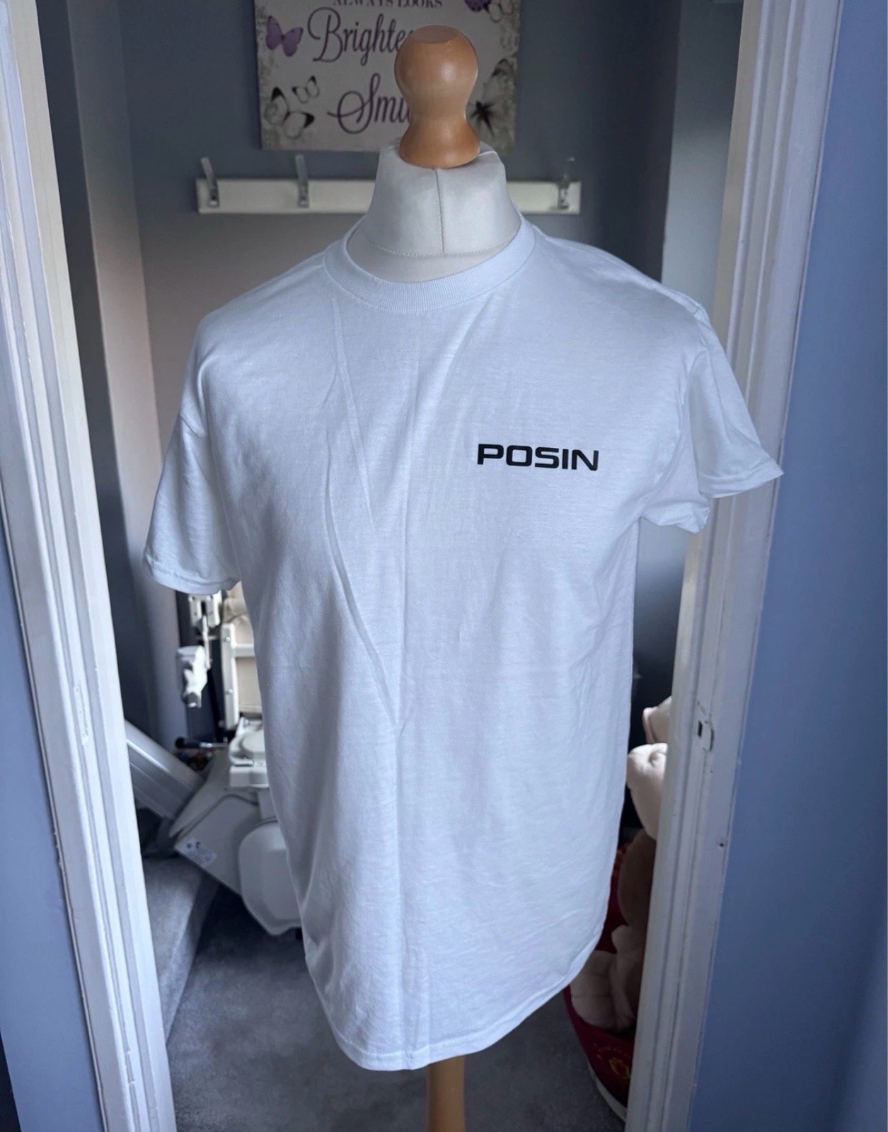 Posin White Logo T-Shirt Men’s Size M Short Sleeve Casual Summer Tee