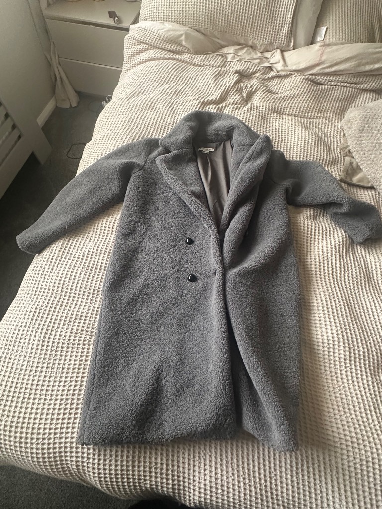 Grey teddy bear coat