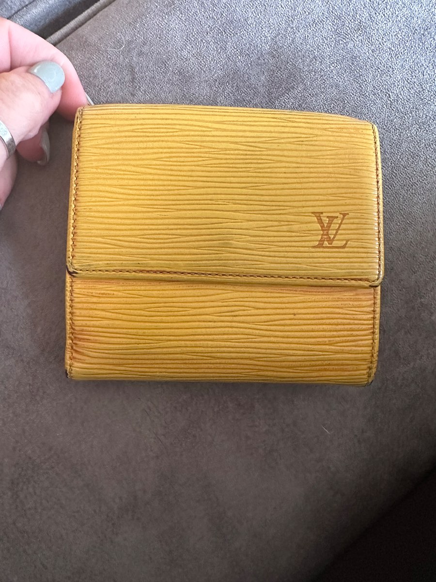 LV epi leather yellow bi fold wallet