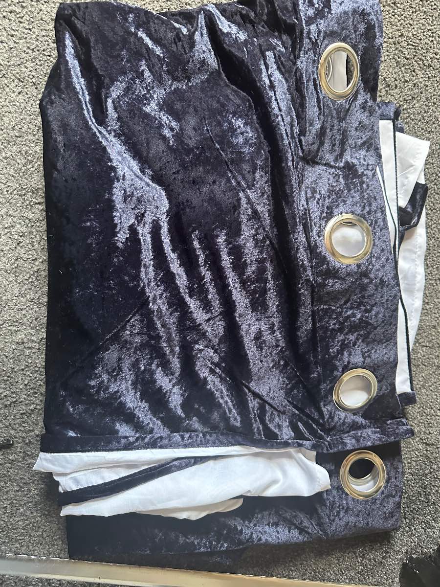 Navy crushed velvet curtains