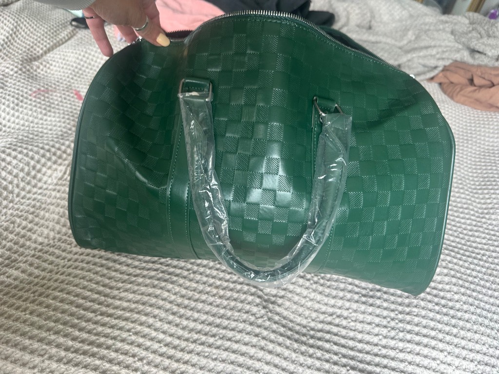 Green checkered hold all