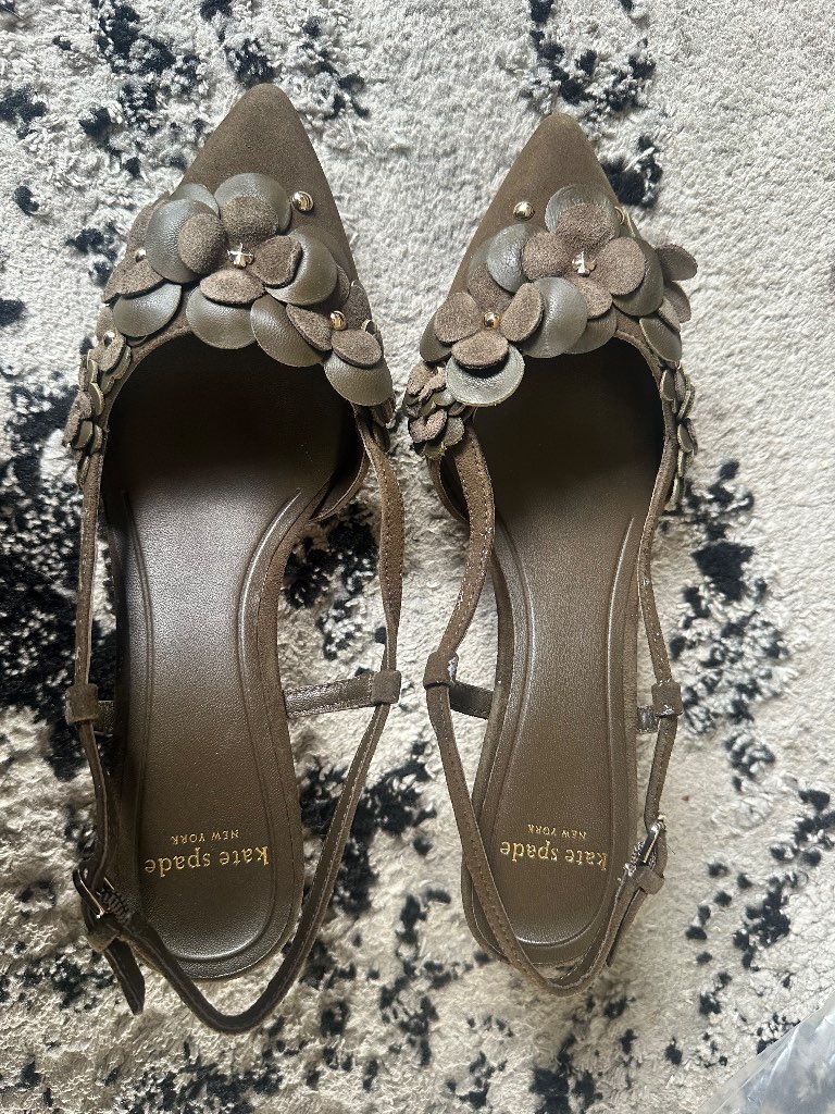 Kate spade suede brown flower heels