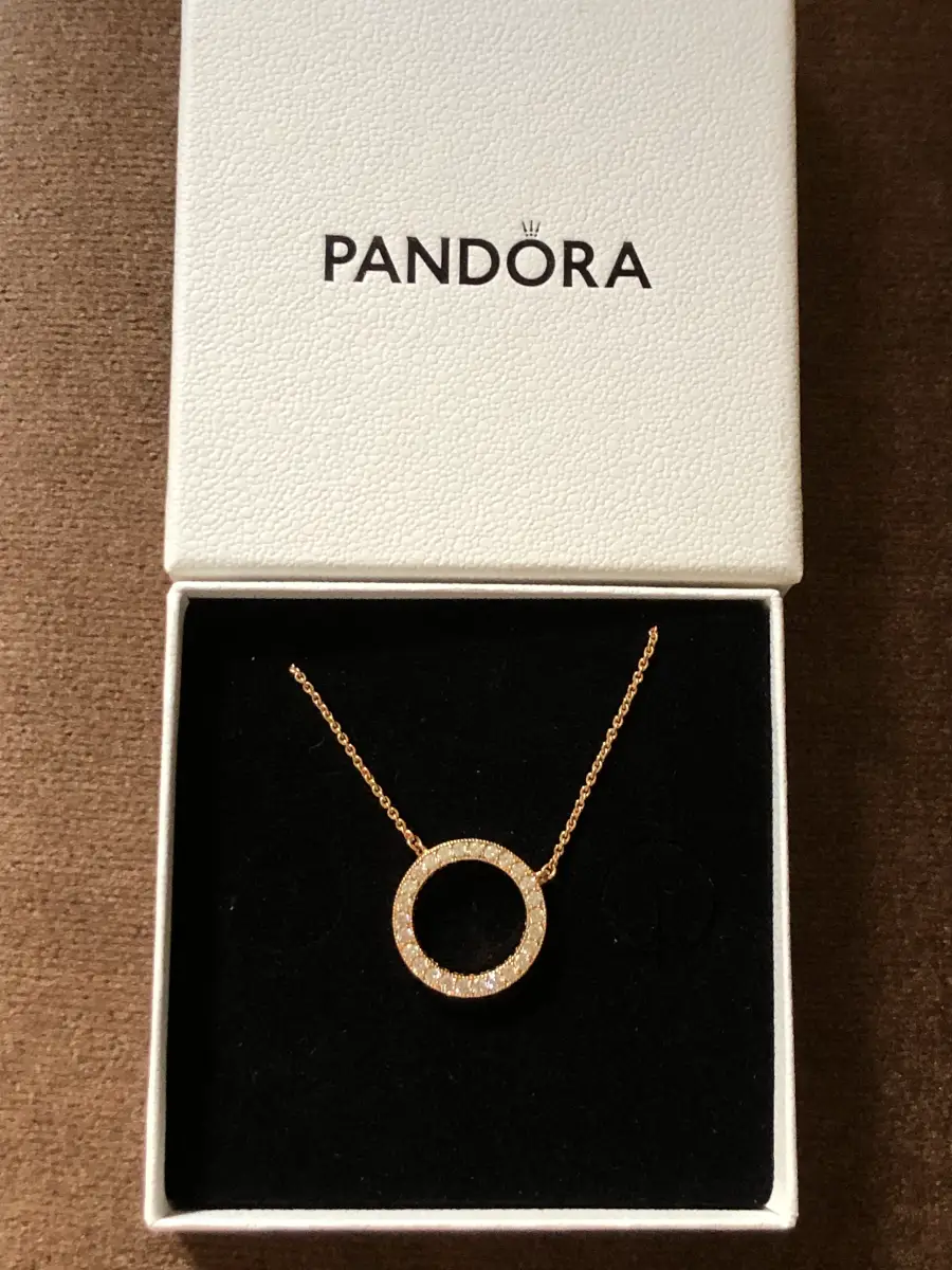Pandora Large Circle Pave Sparkle Halo Necklace - Hearts of Pandora Gold Signature Necklace
