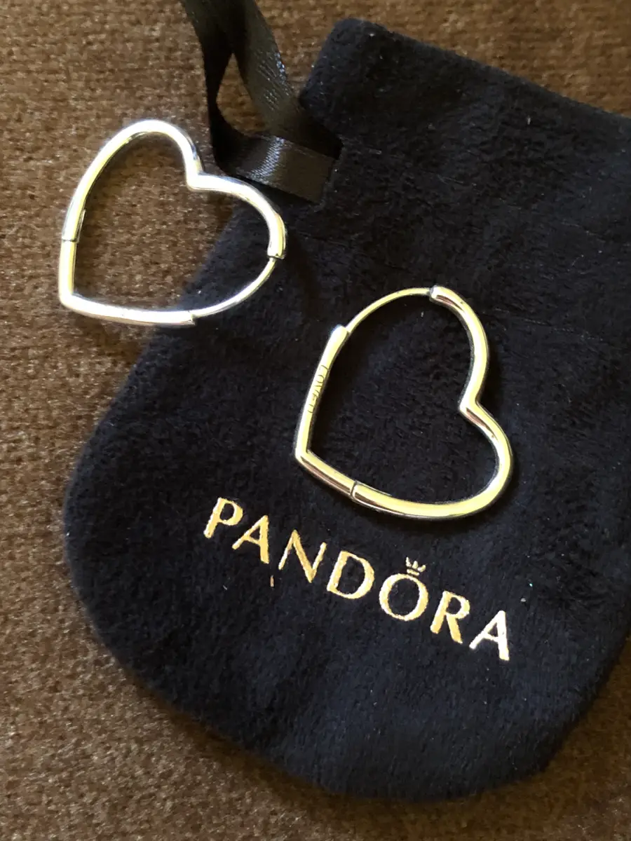 Pandora 925 Sterling Silver Large Heart Hoops Earrings Pierced BNIP