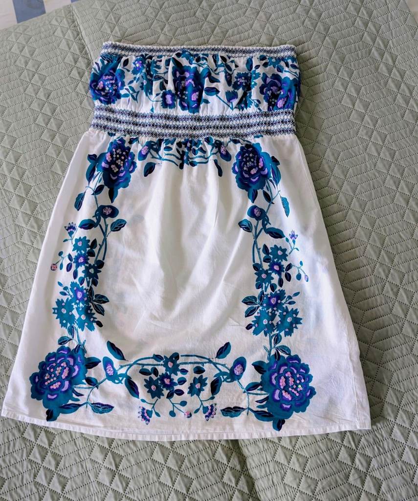 Oasis Y2K strapless summer dress size 12 100% cotton