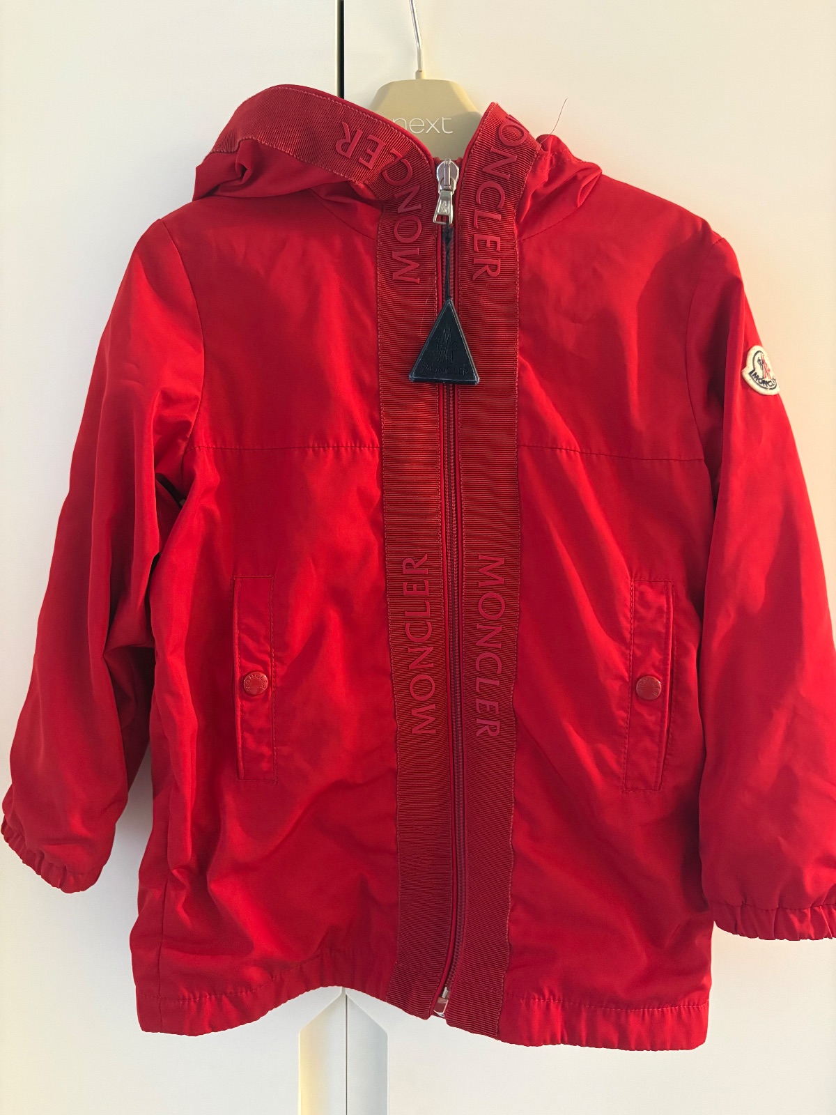 Red Moncler Kids Jacket – Lightweight Hooded Coat Age 3