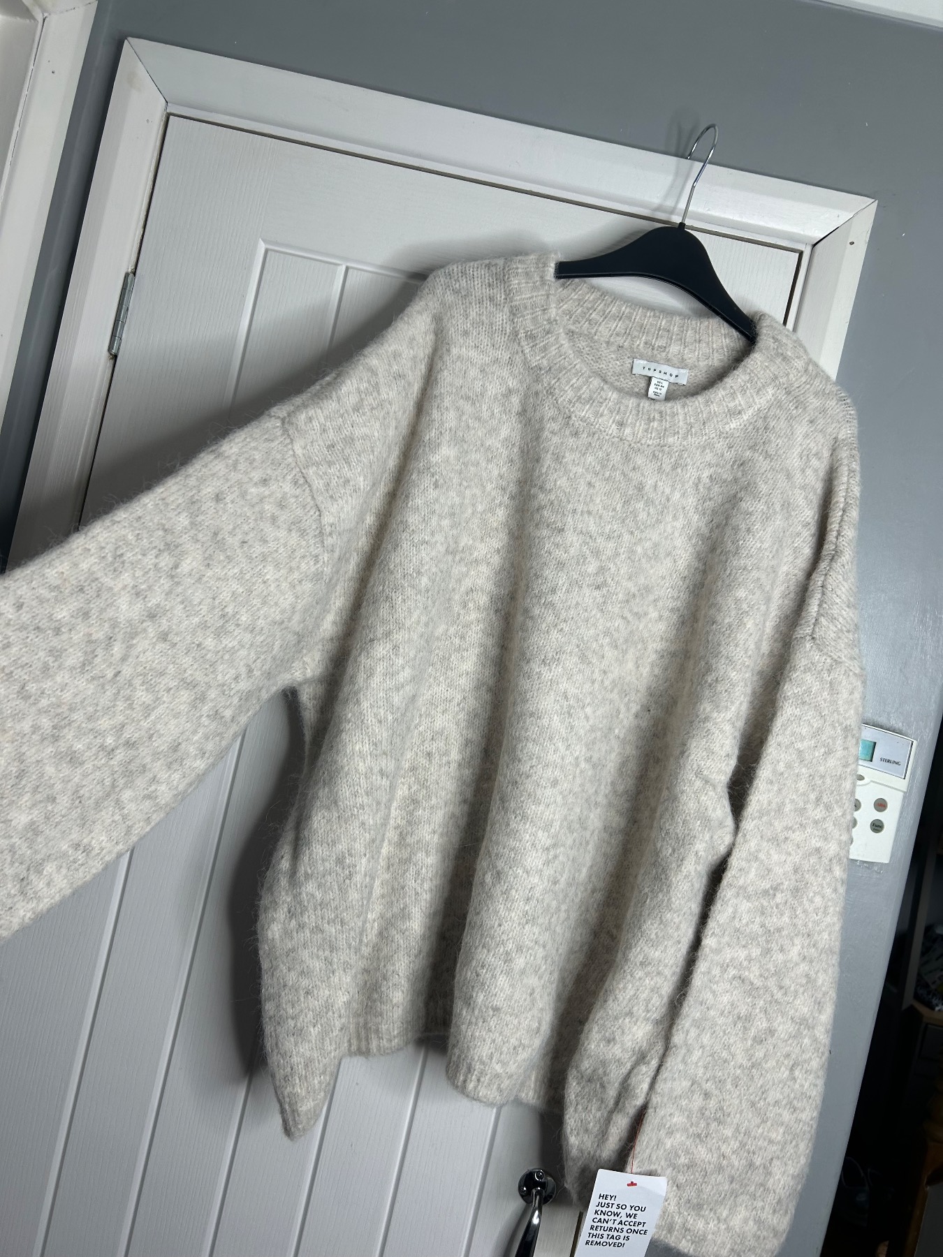 NWT Topshop oatmeal soft fluffy knitted slouch fit jumper Large