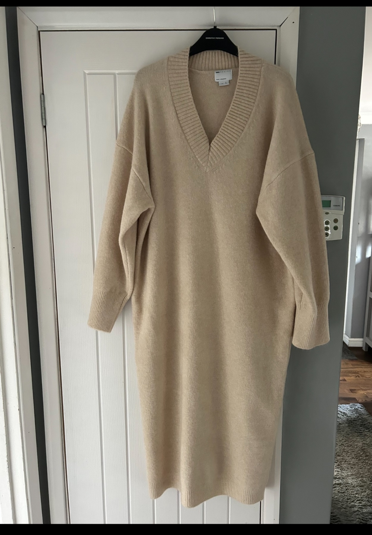 New ASOS Curve oatmeal wool blend long jumper slouch fit dress XL
