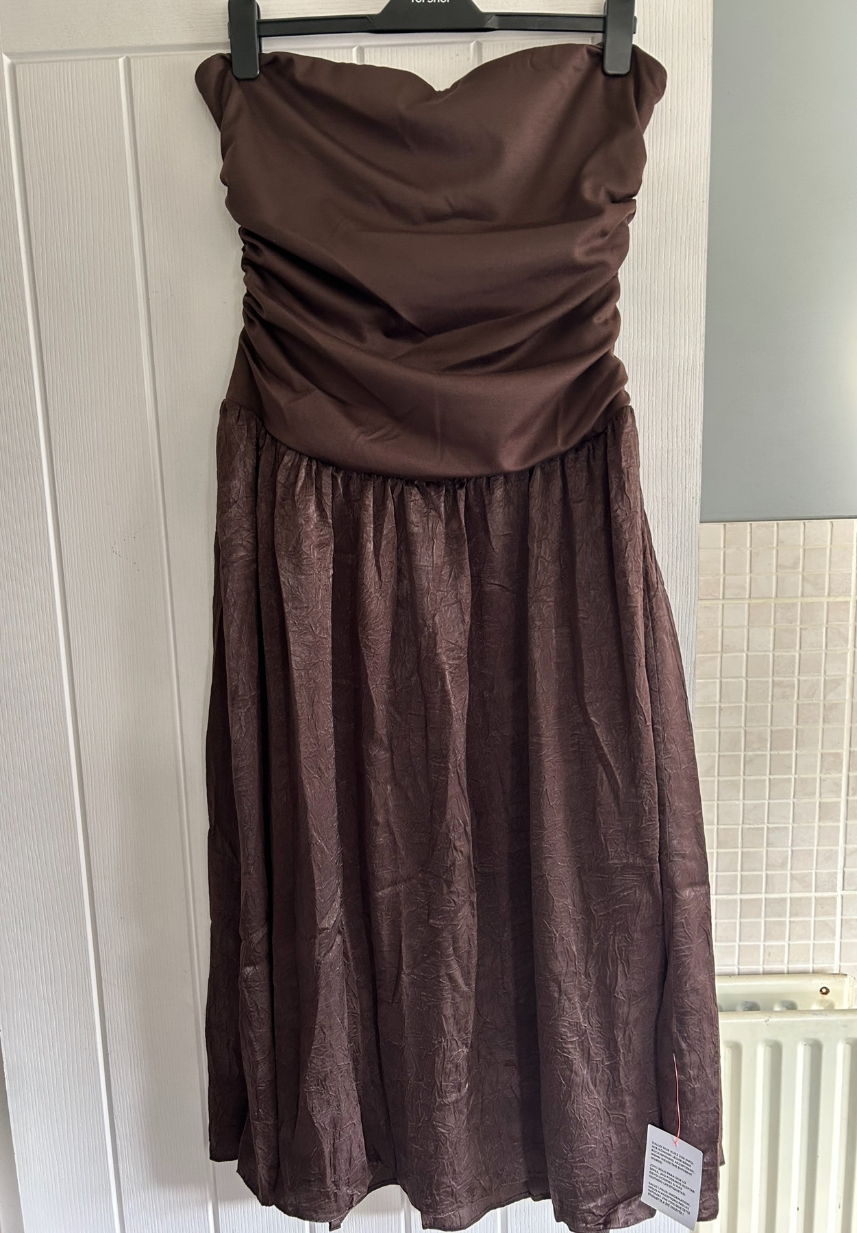 NWT Asos chocolate strapless  textured maxi dress 18