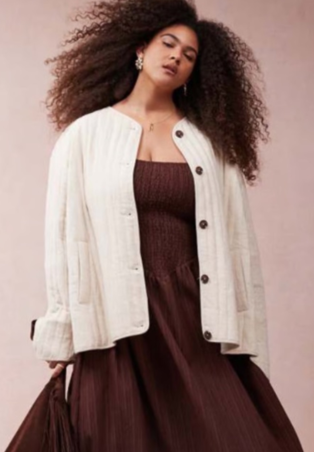 NWT ASOS CURVE linen dolphin hem quilted jacket XL £60
