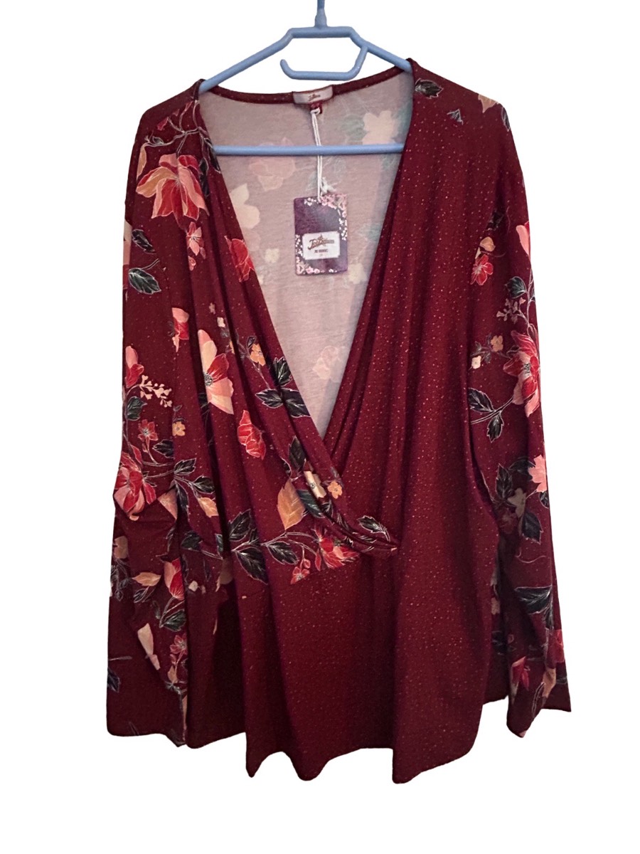 Joe Browns Burgundy Wrap Top Size 3XL