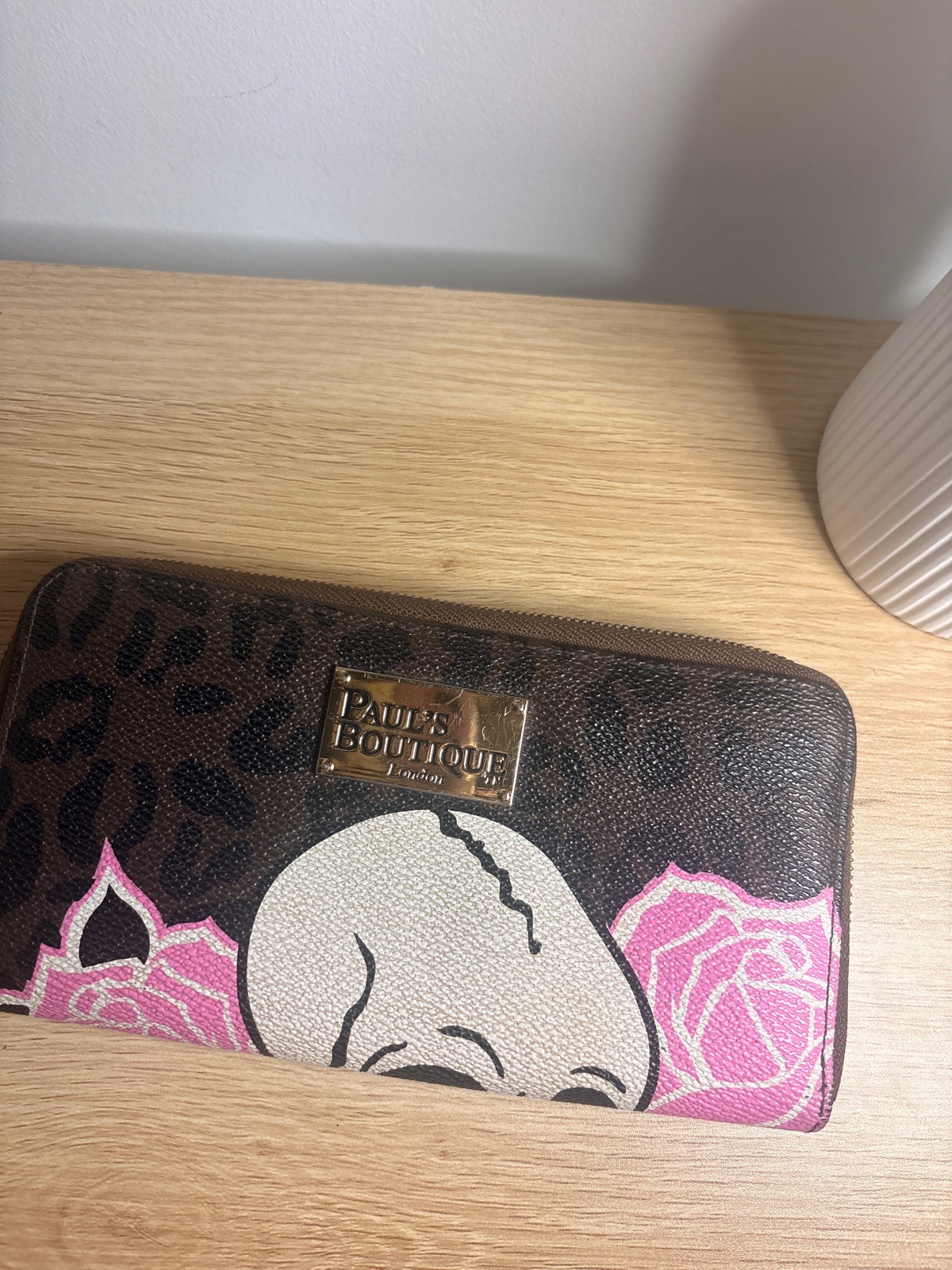 Paul's Boutique brown leopard print and skull "Molly" purse