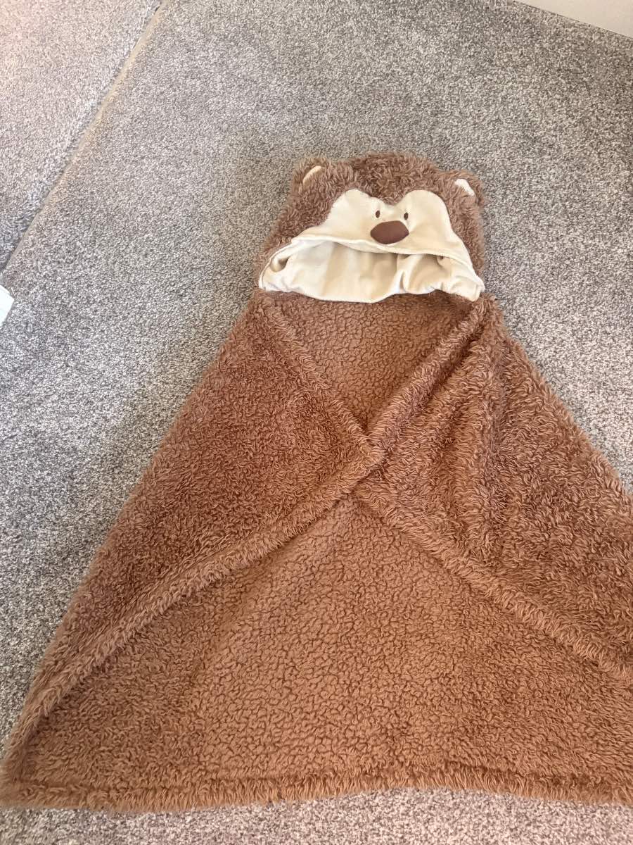 Home store brown hooded fleece baby blanket