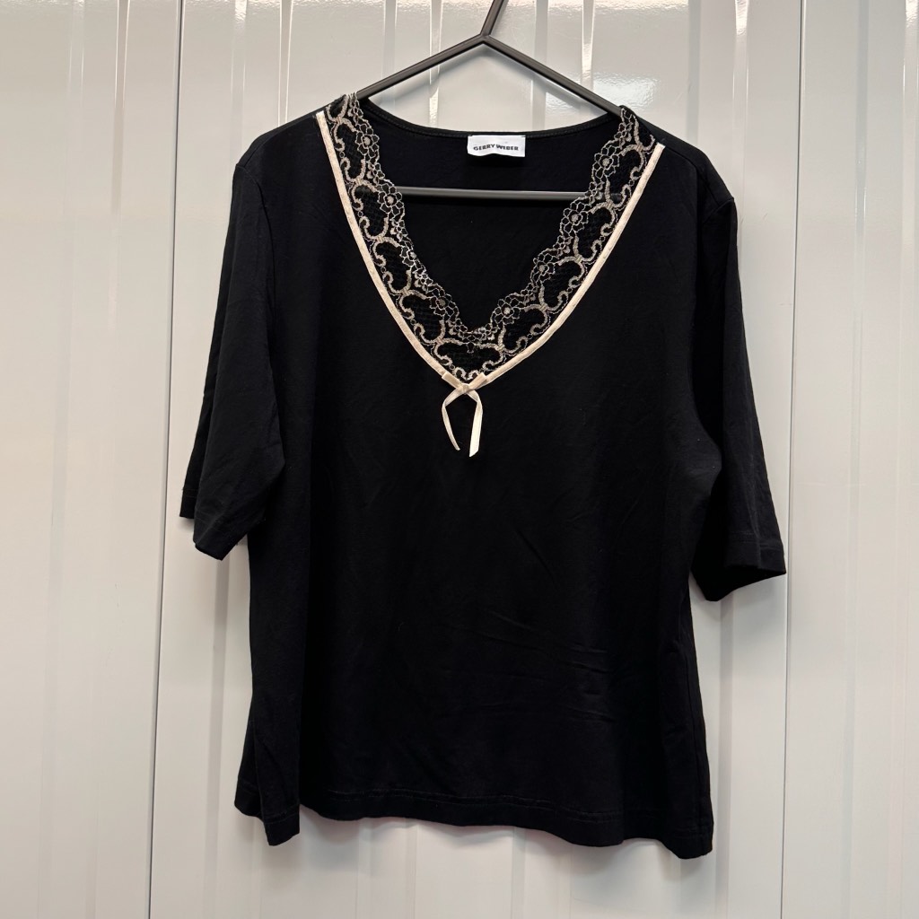 Gerry Weber Black Stretch Top Smart Casual Work Office Blouse UK 14
