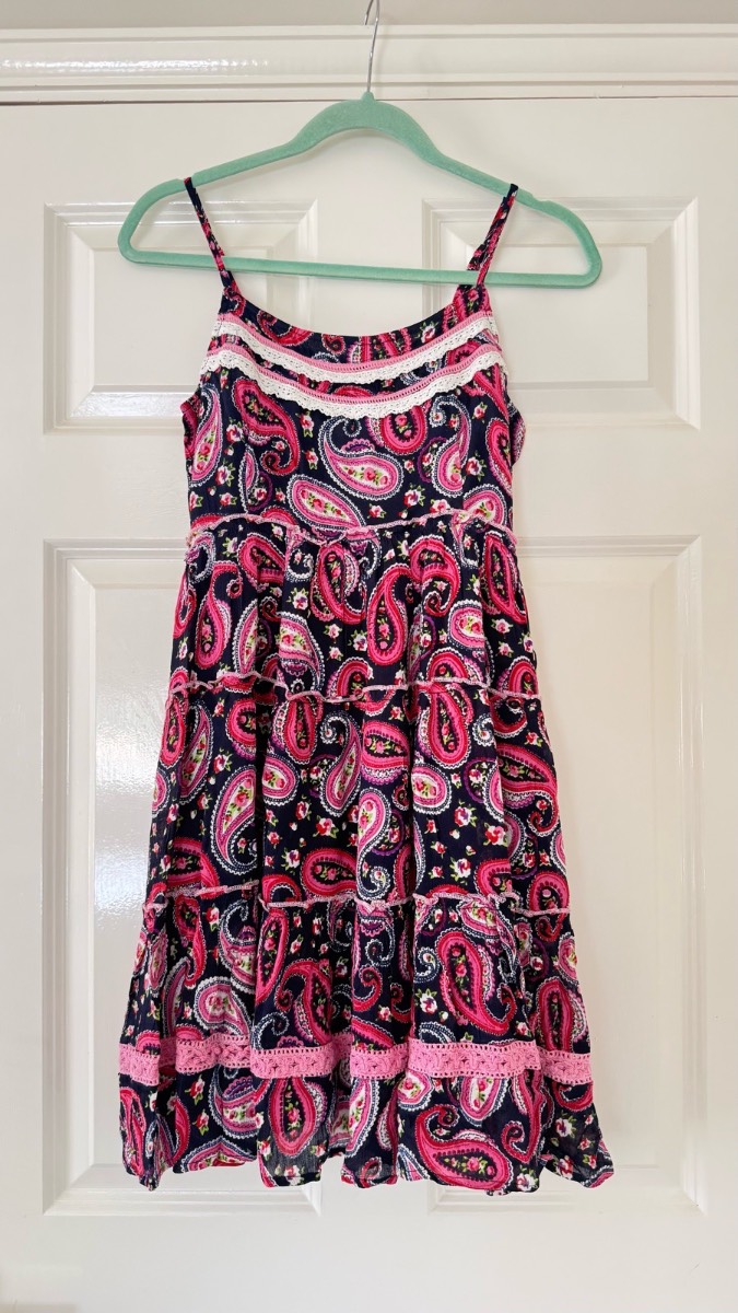 Boho Paisley Festival Cami Dress with Crochet Lace