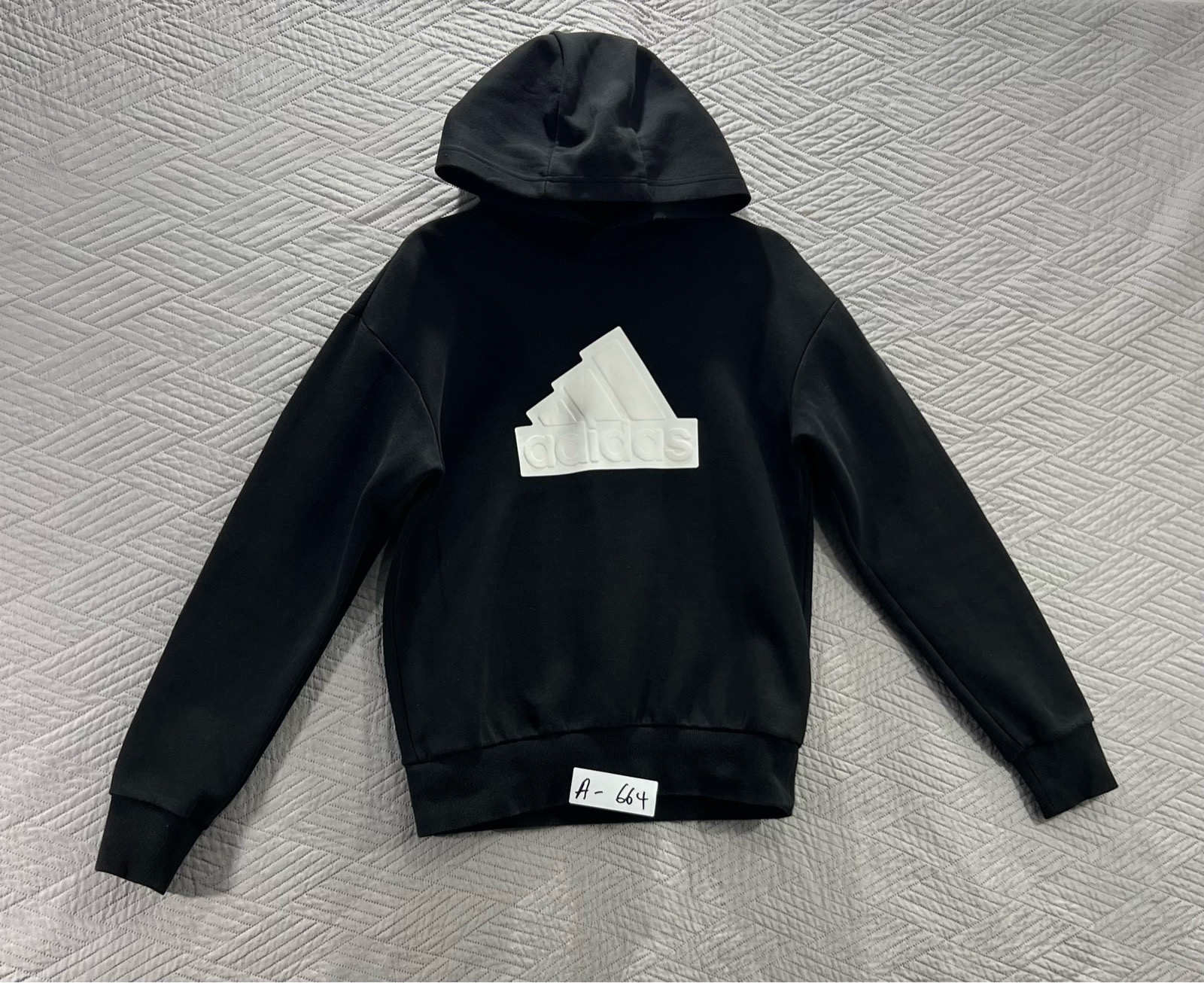 ADIDAS men’s black 65% cotton 35% polyester long sleeve hoodie jumper size extra small