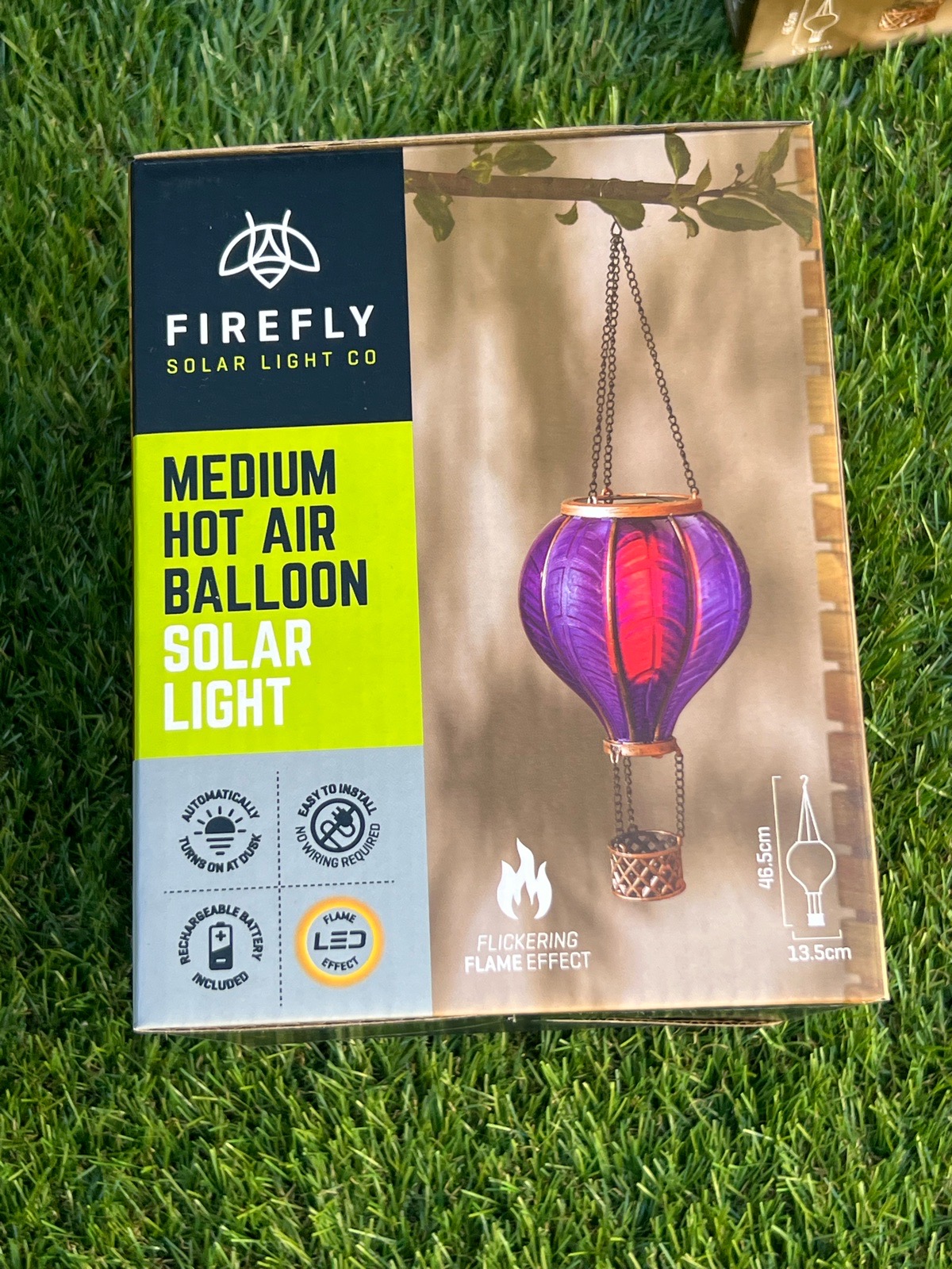 Garden Hot air balloon solar lights size medium purple colour
