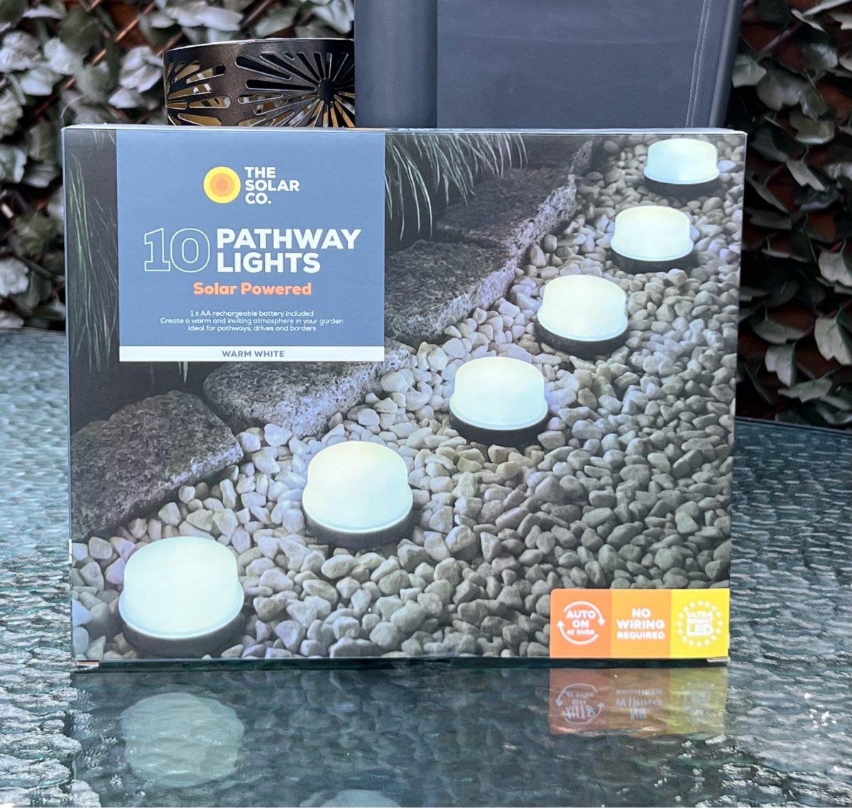 10 Solar Powered Pathway Ground Lights In Warm White Ultra Bright LED