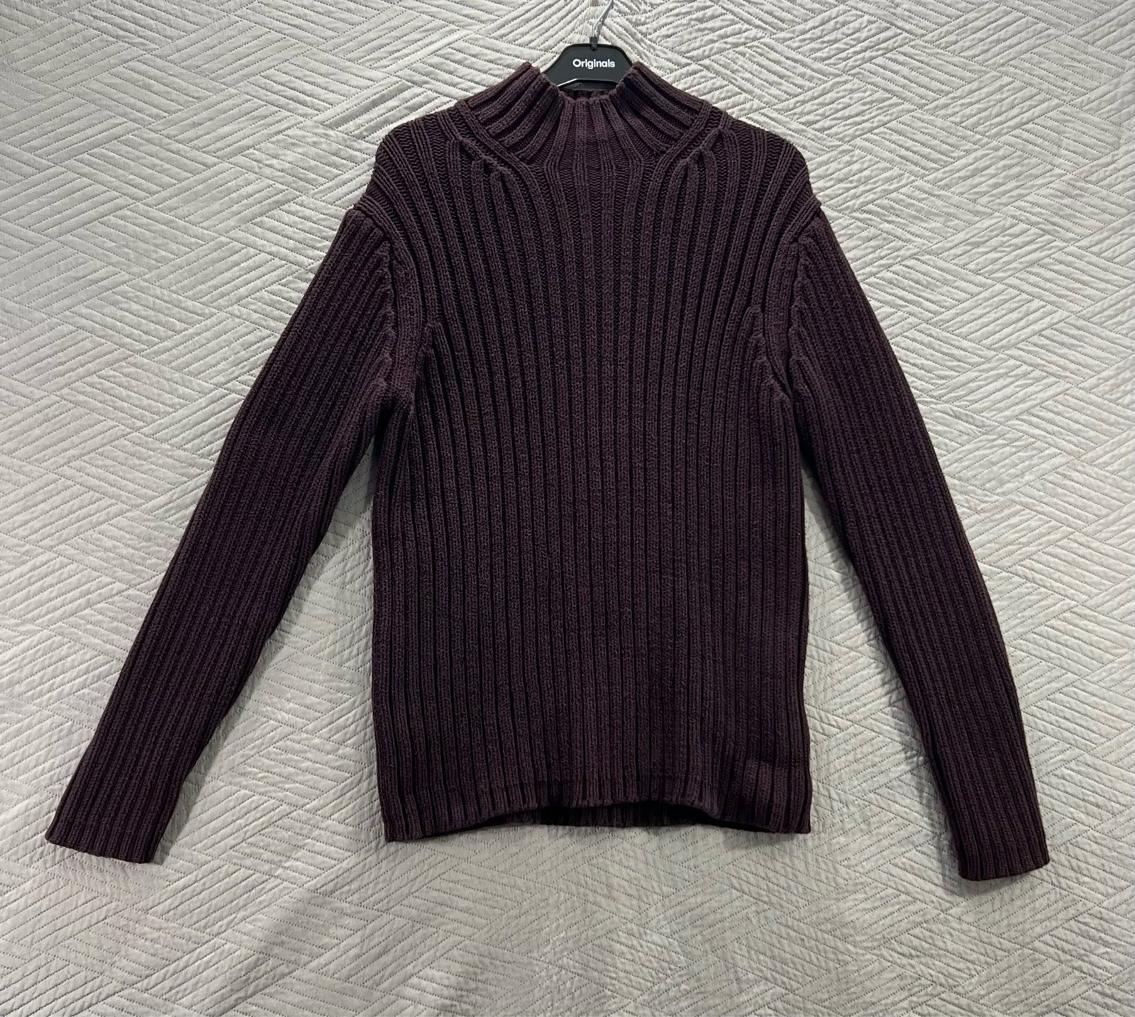 GAP men’s burgundy purpl100% cotton long sleeve turtleneck cable knitted jumper sweater size small