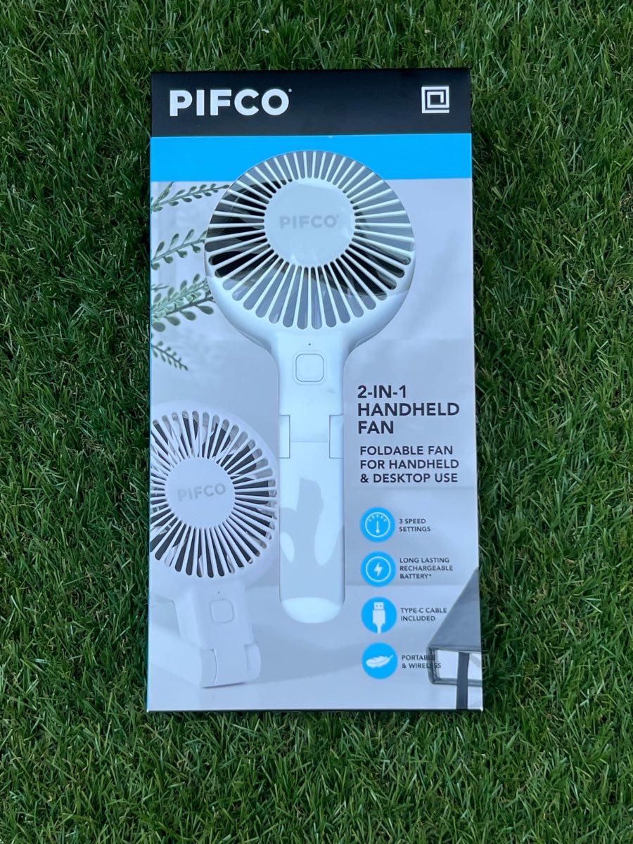 Pifco 2-IN-1 Hand And Desk Fan USB Rechargeable 3 Speed Type C Charging. White