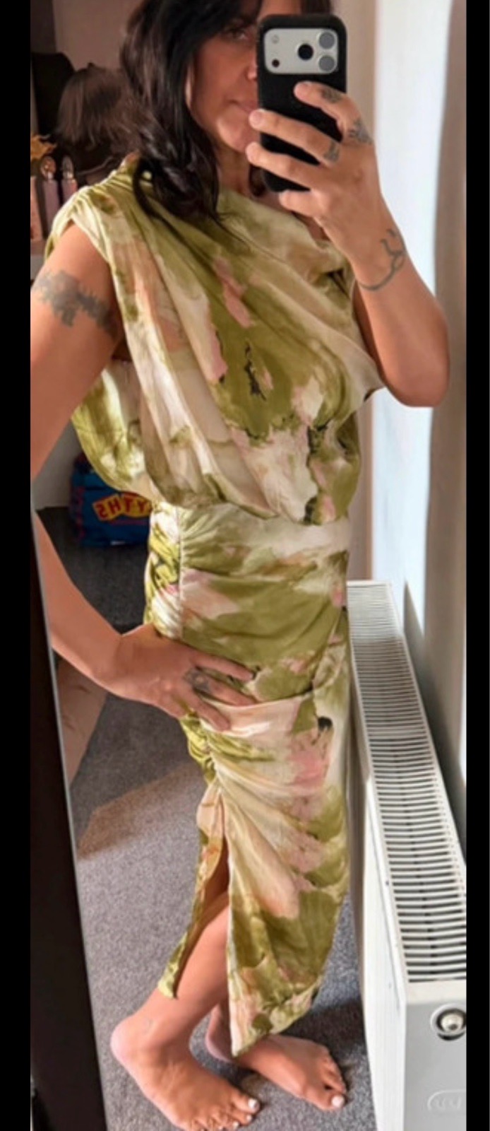 AX Paris Lime Marble Print Midi Dress.