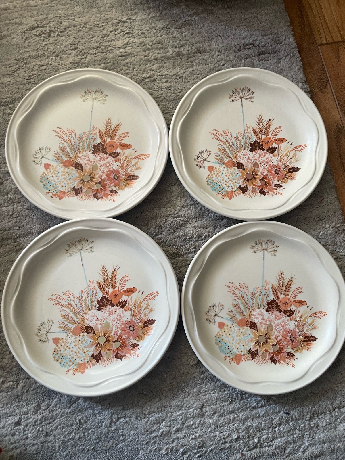 Vintage 1970s Poole Pottery Summer Glory 4pc large dinner plates Retro Tableware