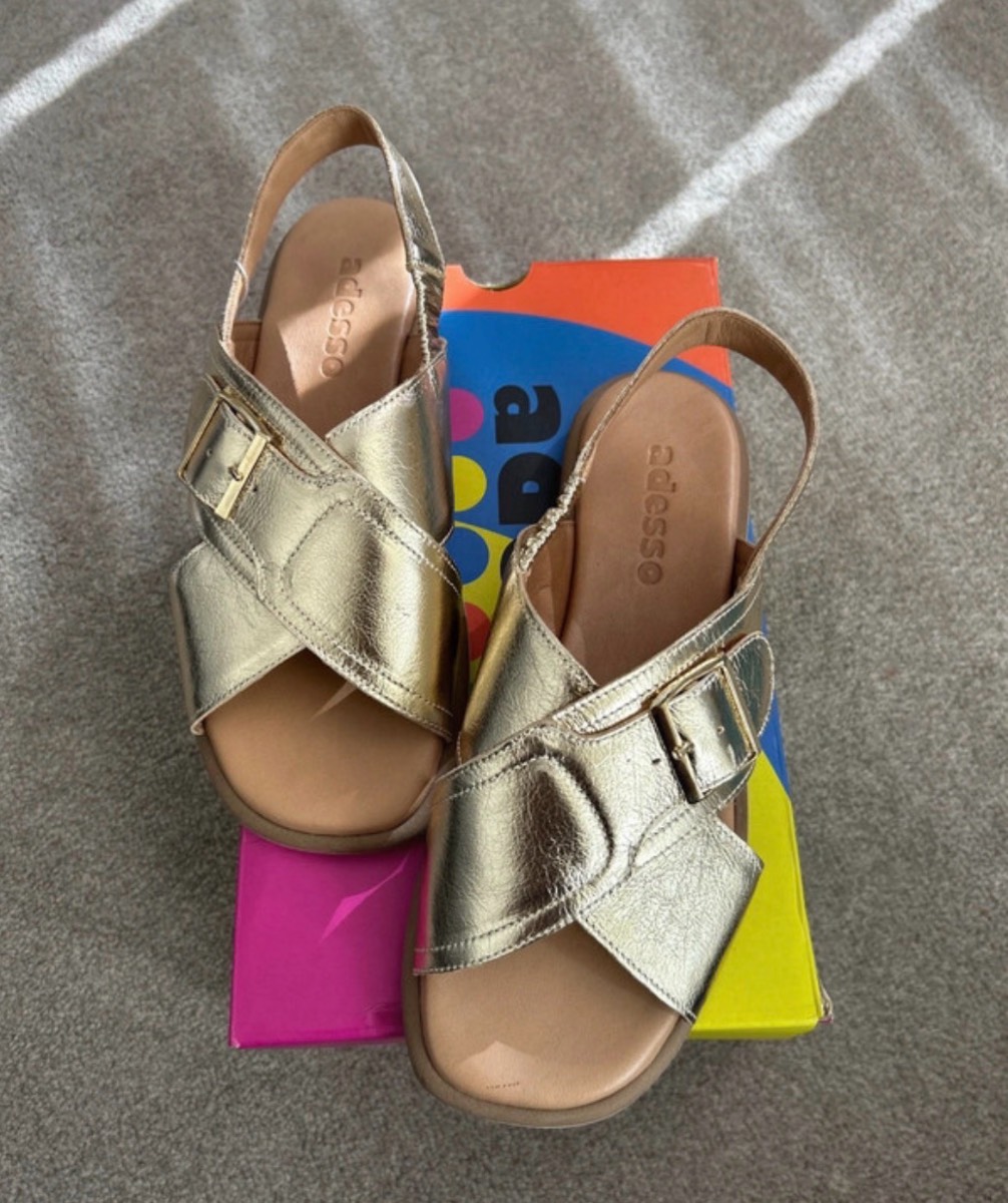 Adesso gold leather women sandals size uk:6/39