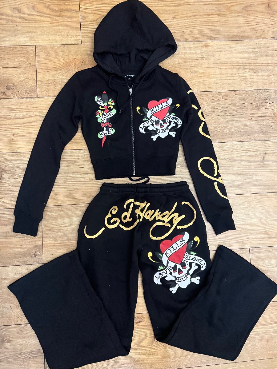 Womens Ed Hardy tracksuit xs black