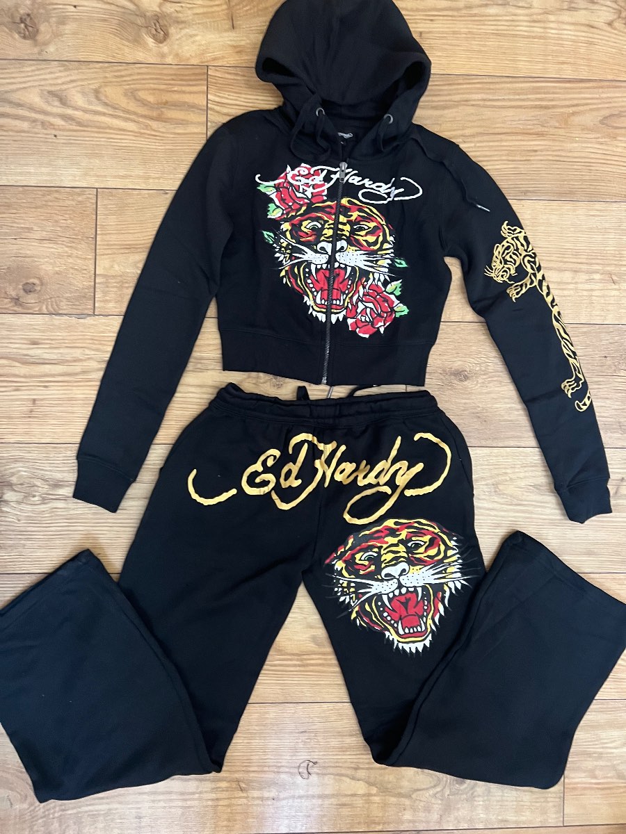 Womens Ed Hardy tracksuit small black UK8
