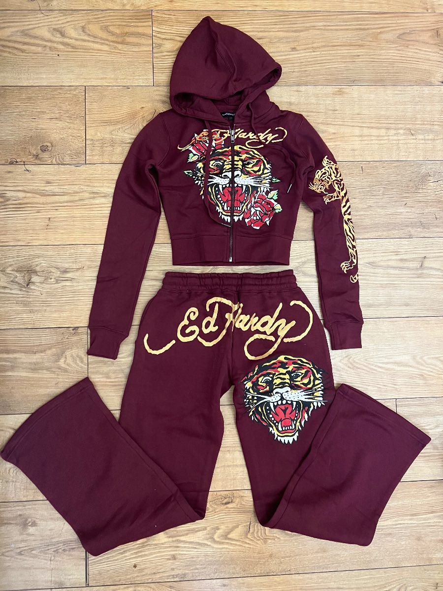 Womens Ed Hardy tracksuit xs burgundy