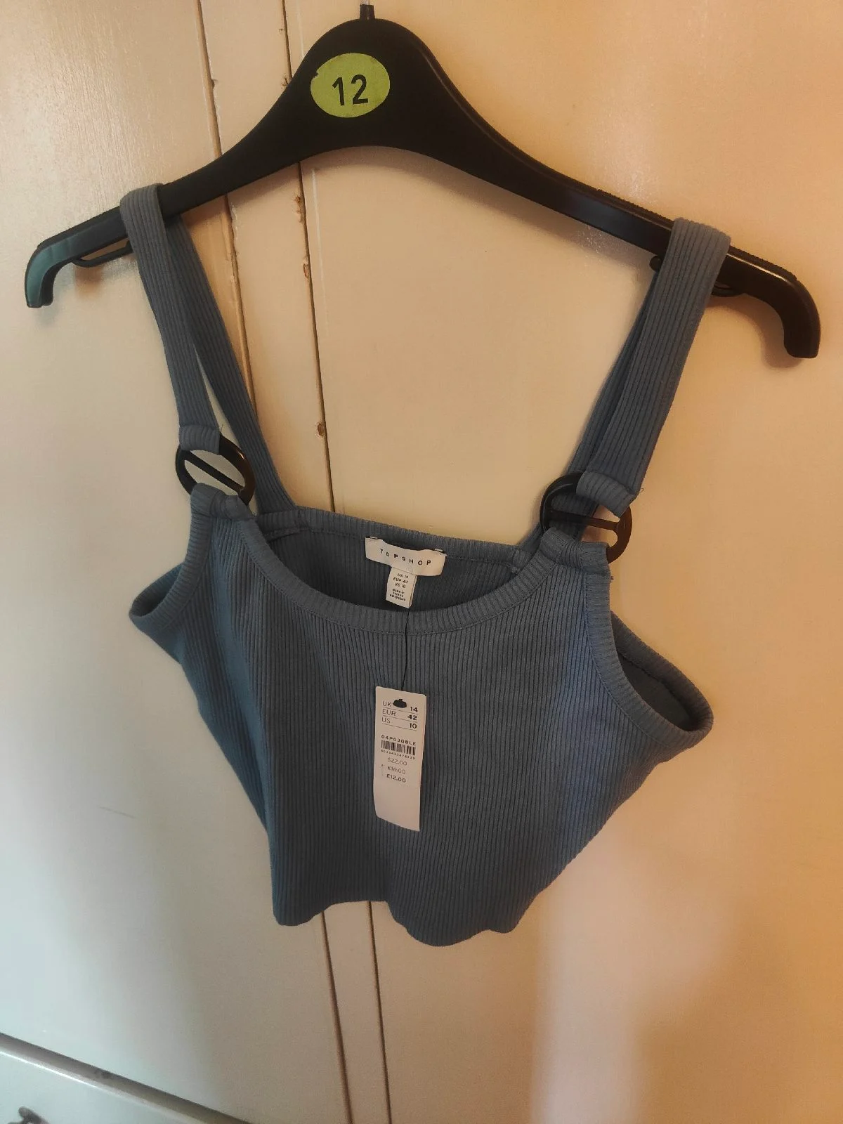 Top Shop size 14 crop top light blue